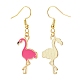 Deep Pink Enamel Flamingo Dangle Earrings EJEW-JE04969-2