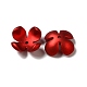 ゴム引きスタイルの不透明なアクリルビーズキャップ  艶消し  4  - 花びらの花  暗赤色  25x25x10.5mm  穴：2mm OACR-H016-06-3
