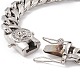 304 Stainless Steel Curb Chains Bracelet with Rhinestone Skull Clasp for Women BJEW-E107-09P-2