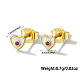 Heart Real 18K Gold Plated 925 Sterling Silver Micro Pave Cubic Zirconia Stud Earrings with Enamel PI4374-3-2