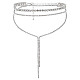 Fingerinspire 1Pc Iron Rhinestone Tennis Chains Bib Necklace NJEW-FG0001-11A-1