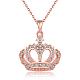 Rose Gold Plated Tin Alloy Crown Pendant Necklaces NJEW-BB02209-1