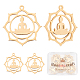 Beebeecraft 10Pcs/Box 18K Gold Plated Chakra Energy Charms Hollow Flower Yoga OM OHM Pendants Charms Craft Supplies for DIY Necklace Bracelet Earrings Jewelry Making STAS-BBC0001-24-1