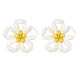 Boucles d'oreilles clous fleurs tressées coquillage naturel EJEW-TA00093-1
