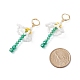 Boucles d'oreilles pendantes à levier avec perle de coquillage et fleur de verre tressée avec long pompon EJEW-TA00122-4