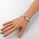 Coloré bracelets synthétique turquoise signe de paix extensibles pour enfants BJEW-JB01392-01-2