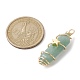 3Pcs 3 Styles Natural Green Aventurine Copper Wire Wrapped Pointed Pendants PALLOY-JF02460-04-3