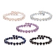 Ensemble de bracelets de manchette perlés ronds de pierres précieuses mélangées naturelles de style 5pcs 5 BJEW-JB09011-1
