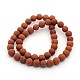 Frosted Grade A Natural Red Jasper Round Bead Strands G-M272-18-4mm-2