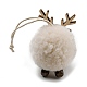 Decoración colgante de bola de ciervo de madera y felpa con temática navideña HJEW-E008-01A-2