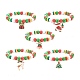 Эластичный браслет из бисера из акрила и смолы с подвеской из сплава эмали на рождество BJEW-JB08246-1