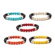 Round Synthetic Turquoise(Dyed) Beaded Stretch Bracelet for Women BJEW-JB07531-1