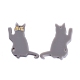 アクリルパーツ  3dプリント  猫の形  グレー  39x28x2mm  穴：1.5mm X-KY-I007-48B-2