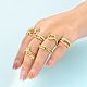 6Pcs 6 Styles Adjustable Brass Micro Pave Clear Cubic Zirconia Cuff Rings RJEW-LS0001-20G-6
