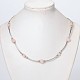 Perles de tuyauterie en cuivre & Rose naturelle colliers de perles de quartz X-NJEW-JN01193-02-4
