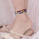 Карамельный цвет стеклянный бисер стрейч ножные браслеты для девочек женщин AJEW-SW00003-6