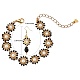 Set di orecchini pendenti piatti rotondi intrecciati con perle di conchiglia e semi di vetro e braccialetti di perline SJEW-SW00007-2