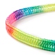 女性のための虹色のポリエステル編組調節可能なブレスレットの作成  カラフル  10-7/8インチ（27.5~27.7cm）  6mm BJEW-F454-01-3