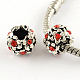 Antique Silver Plated Alloy Rhinestone Flower Large Hole European Beads MPDL-R041-04-2