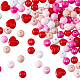 HOBBIESAY 350Pcs 6 Colors 8mm Round Beads with Red Heart Beads Acrylic Red Pink White Opaque Spacer Beads Heart Shaped Mixed Color Ball Charms for DIY Crafting Earrings Necklaces MACR-HY0001-01-1