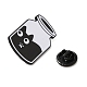 液体猫エナメルピン  バックパックの服用の黒の合金バッジ  ボトル  28x19.5x1.4mm JEWB-G028-02A-2