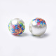 Printed & Spray Painted Imitation Pearl Glass Beads GLAA-S047-06A-03-2