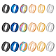 Unicraftale 18 Stück 6 Farben Edelstahl-Rohlingsring 3 Größen gerillter Ring runder leerer Ring für Inlay-Ring-Schmuckbandherstellung und Geschenk STAS-UN0042-79-1