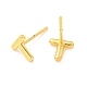 Brass Hollow Out Initial Letter Stud Earrings for Women EJEW-A044-01G-T-2