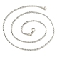 5 Uds. 304 collares de cadena de cuerda de giro redondo de acero inoxidable para hombres y mujeres NJEW-YW0001-07-3