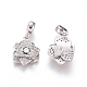 Brass Micro Pave Clear Cubic Zirconia European Dangle Charms OPDL-L016-11P-2