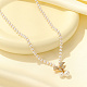 304 collier pendentif nœud papillon en acier inoxydable avec perles naturelles ZX4765-2-2