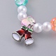 Acrylic Imitated Pearl  Stretch Kids Charm Bracelets BJEW-JB04573-02-2