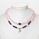 Personalized Dual-use Round Gemstone Beads 4-Layer Stretch Wrap Bracelets/Necklaces BJEW-JB01906-01-12