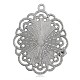 Ovalen Blumenantike-Silber überzogene Legierungs synthetischen Türkis Anhänger PALLOY-F081-02AS-2