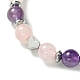 Bracelet de perles tressées en quartz rose naturel BJEW-JB09703-03-2