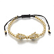 Brass Braided Bead Bracelets ZIRC-T006-22G-01-1