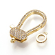 Brass Micro Pave Cubic Zirconia Lobster Claw Clasps ZIRC-S058-06G-2