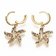 Brass Micro Pave Colorful Cubic Zirconia Dangle Hoop Earrings EJEW-S208-088-3