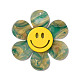 ツートンカラーのアクリルビッグペンダント  笑顔の花  グリーン  55x50x4.5mm  穴：1.8mm OACR-B008-D06-1