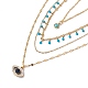 Synthetic Turquoise & Rhinestone Horse Eye Pendants Multi Layered Necklace with Plastic Beaded NJEW-P269-19G-2