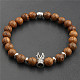 Bracelet extensible en perles de bois et d'alliage WG20019-01-1
