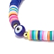 3 pièces 3 couleurs en argile polymère heishi surfeur bracelets de cheville extensibles avec lampwork mauvais œil AJEW-AN00502-5