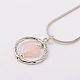 Alloy Heart Gemstone Pendant Necklaces NJEW-JN00911-04-3