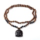 Natural Ice Crystal Obsidian Buddha Head Pendant Necklaces NJEW-JN03644-1