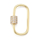 Brass Micro Pave Clear Cubic Zirconia Screw Carabiner Lock Charms ZIRC-E164-11G-3