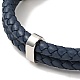 Leder geflochtenes mehrreihiges Doppelschlaufen-Armband mit 304 Edelstahl-Magnetverschluss für Männer und Frauen BJEW-C021-16-P-4