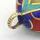 Handmade Tibetan Style Imitation Beeswax Flat Round Pendants TIBEP-M033-05A-2