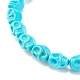 Bracelet extensible tête de mort synthétique turquoise (teint) BJEW-JB08068-02-4