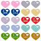 Superfindings 9pcs 9 couleurs coeur avec mot papa et maman perles de silicone SIL-FH0001-12-1