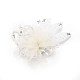 結婚式ブライダル装飾的な魅惑的な物のヘアアクセサリー  鉄ラインストーンのワニのヘアクリップ  布の花と羽を持つ  ホワイト  200x230mm PHAR-R123-05-1